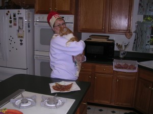 Me and Mom cookin' bacon last Christmas morning!